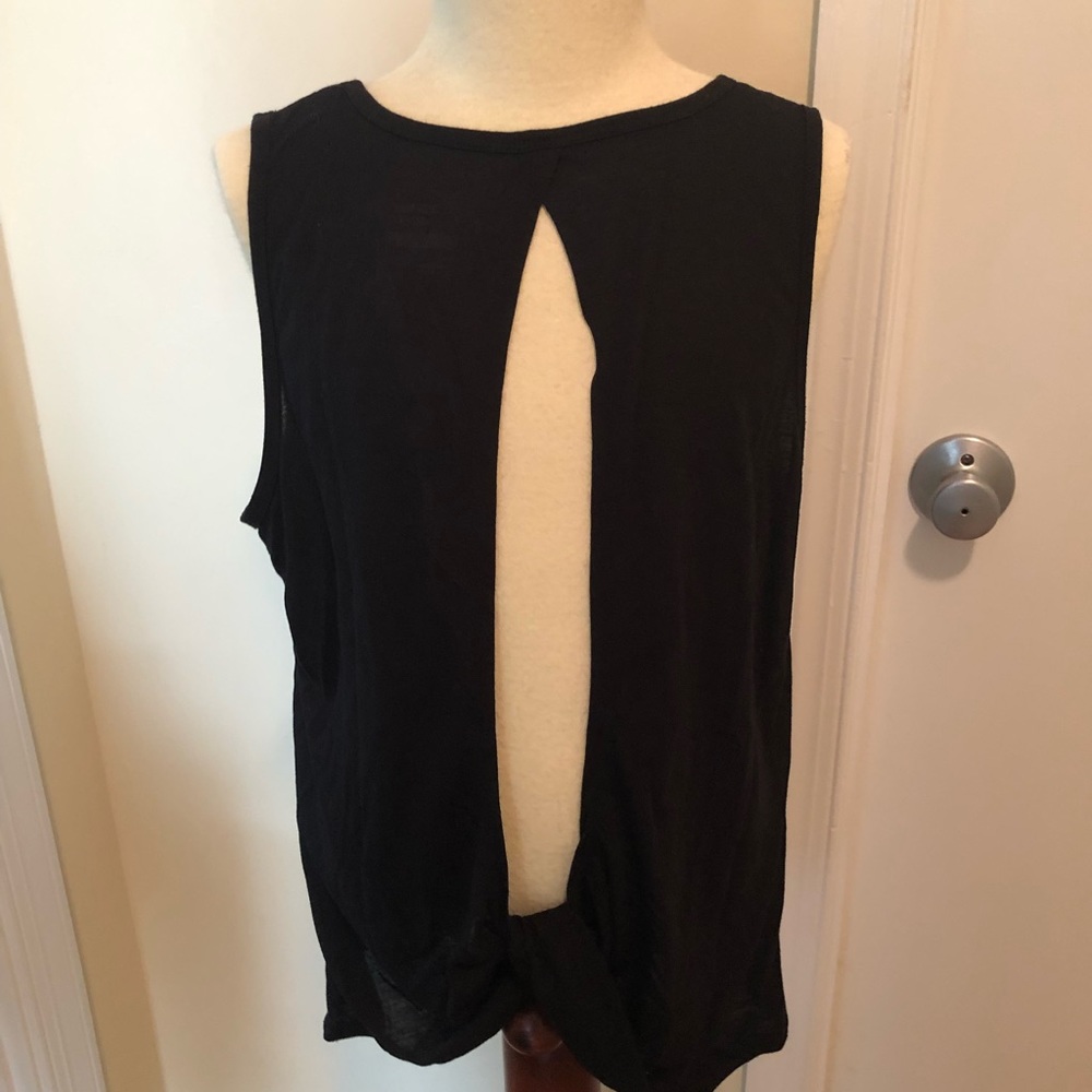 Black open back tank top